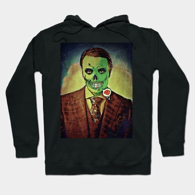 Zombie Green Hannibal Lecter for Halloween - Brains! Hoodie by OrionLodubyal